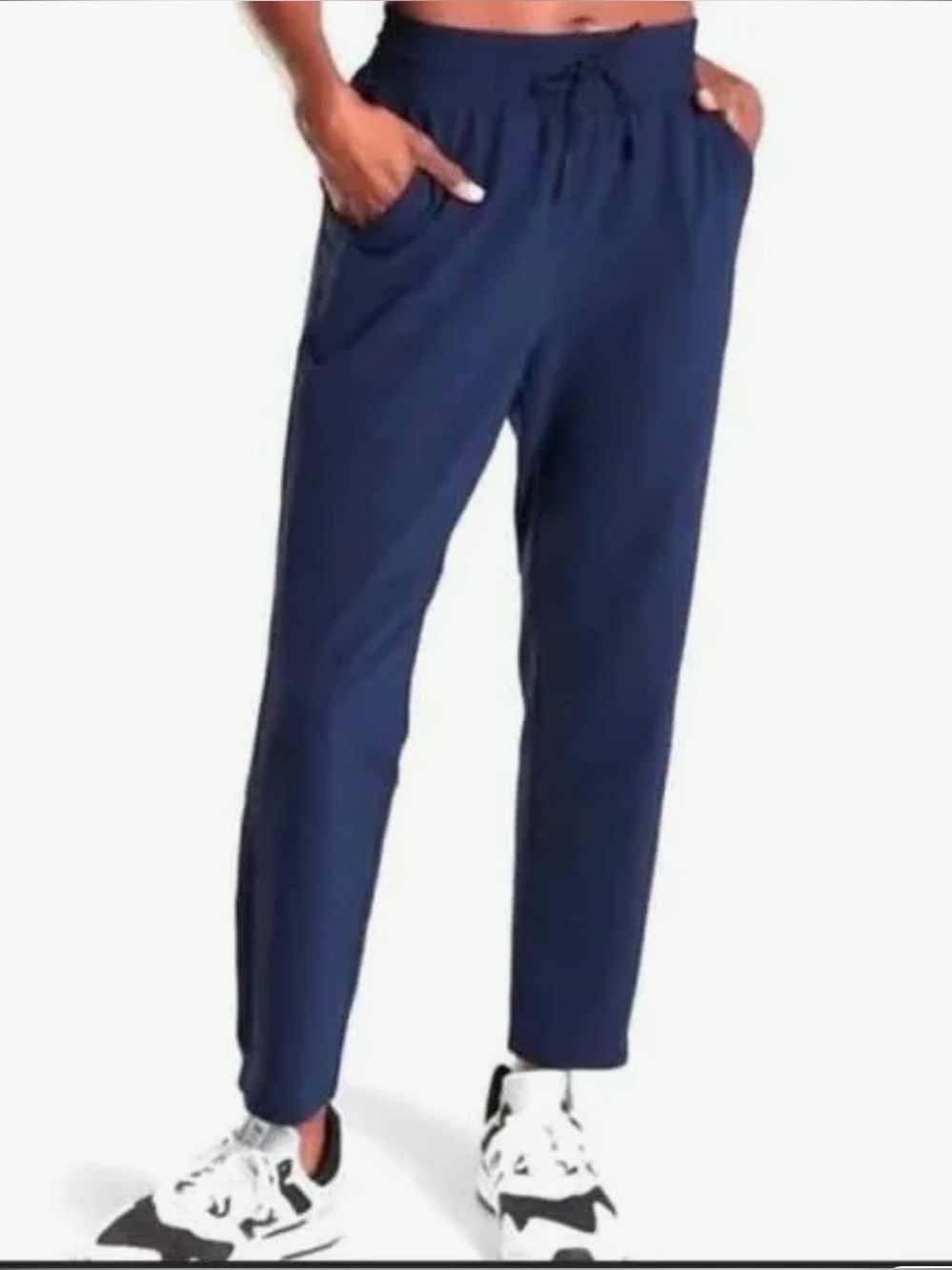 Athleta Navy Blue Metropolis Straight Leg Pants Elastic Waist Drawstring 6